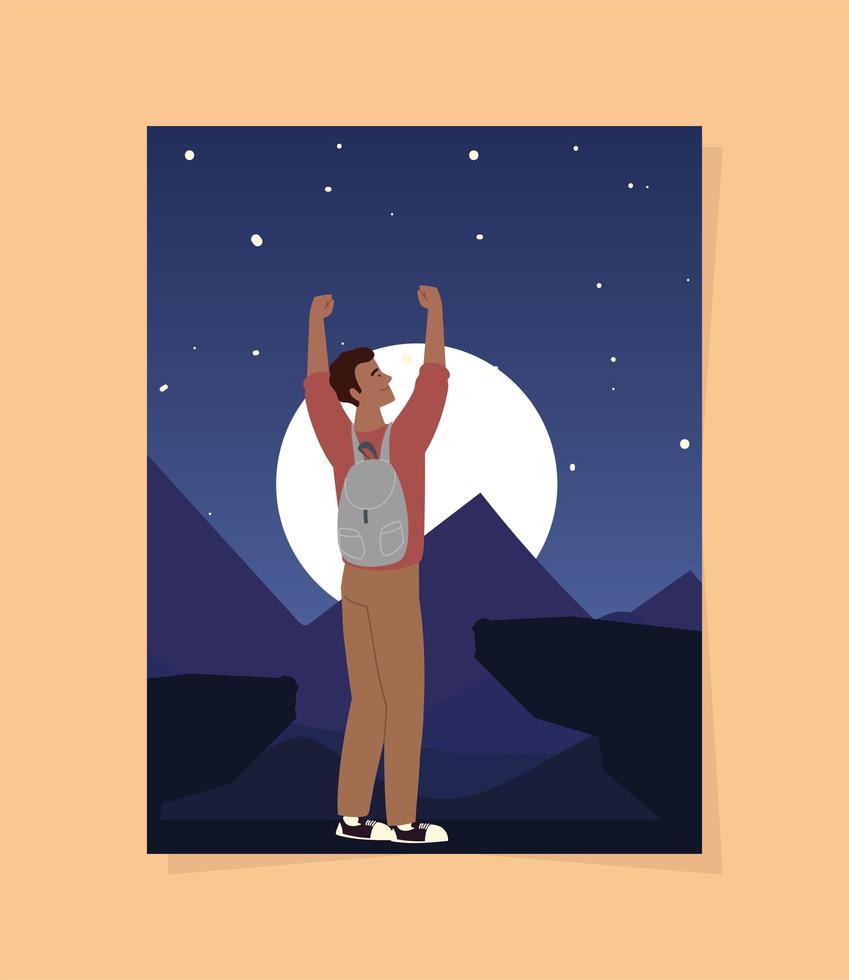 guy tourist night vector