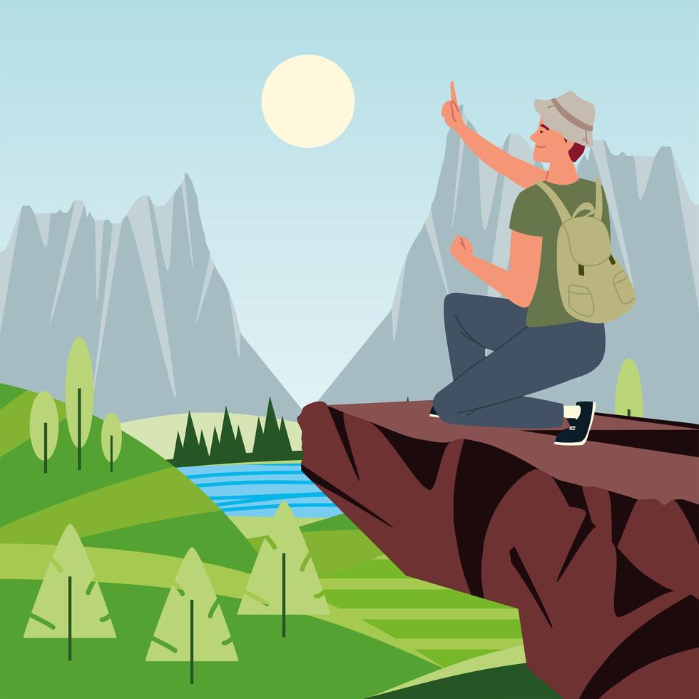 man with backpack traveller 2598479 Vector Art at Vecteezy