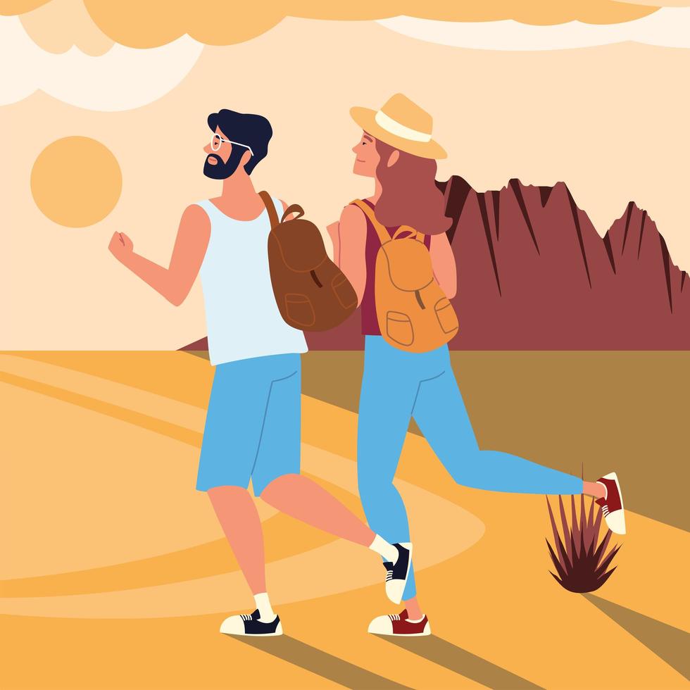 travellers rocky landscape vector