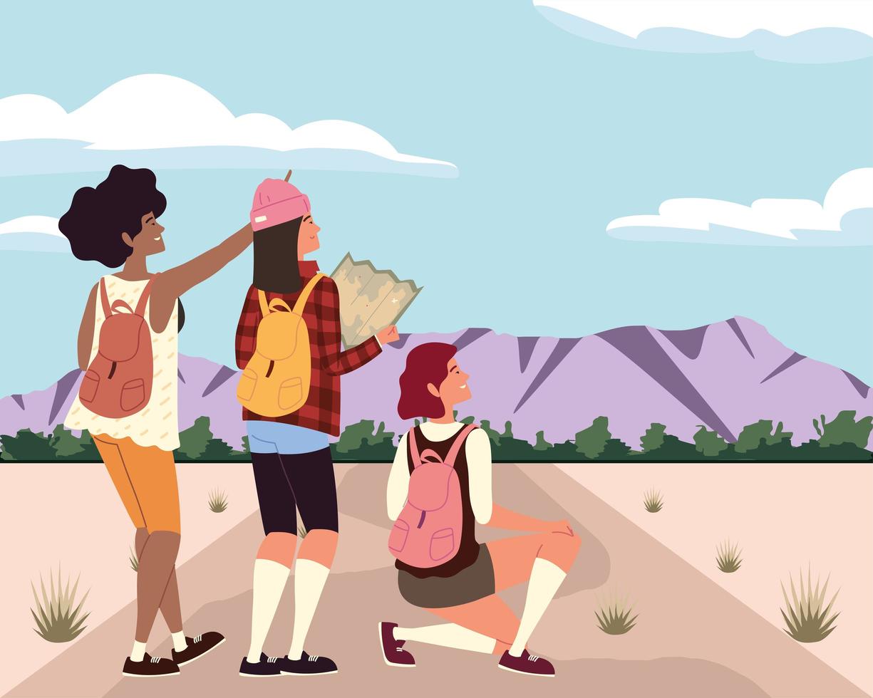 women tourist with map vector