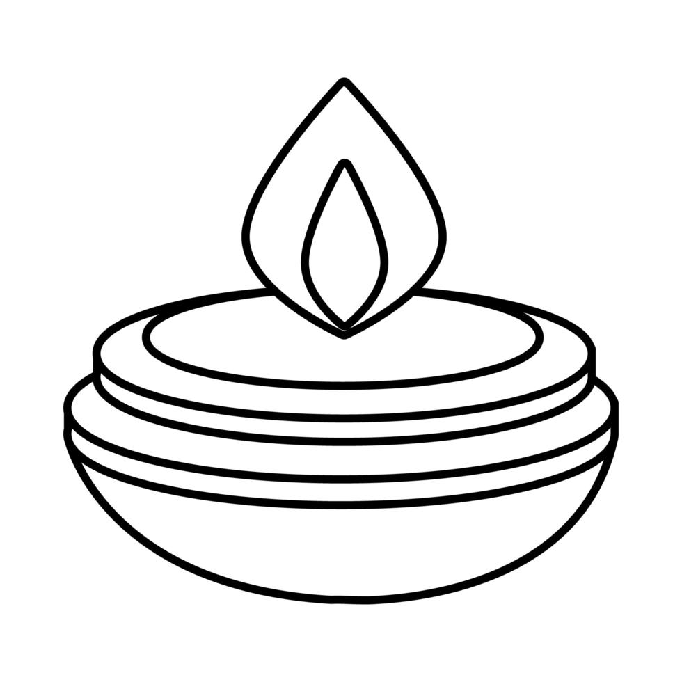 icono de estilo de línea de vela de diwali vector