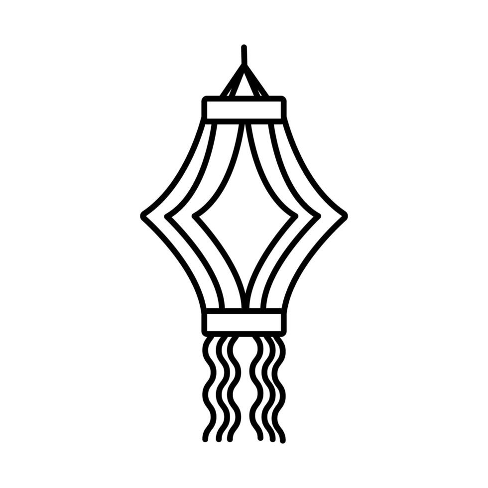 diwali paper lamp hanging line style icon vector