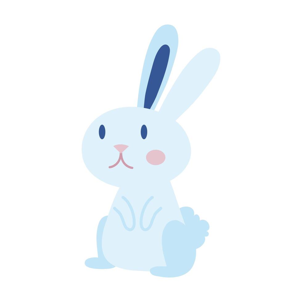 mid autumn cute rabbit flat style icon vector