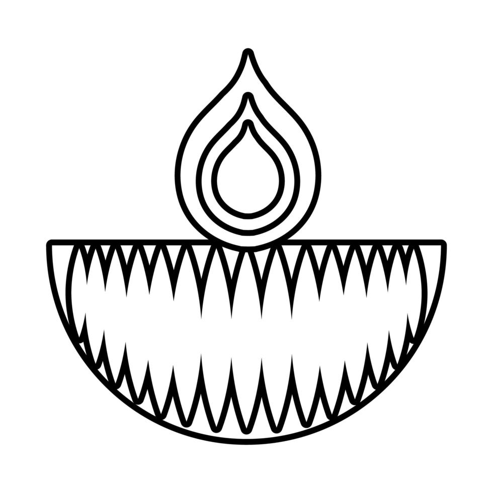 diwali candle line style icon vector