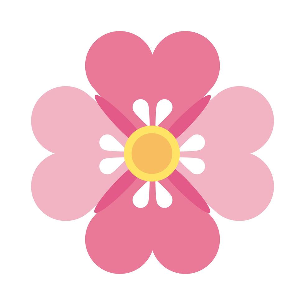 mid autumn pink and yellow flower flat style icon vector