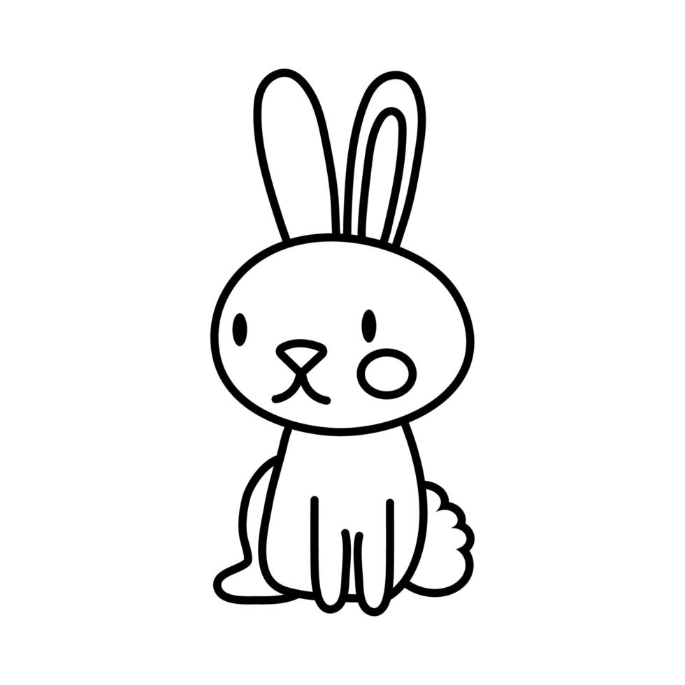 mid autumn cute rabbit seated line style icon vector