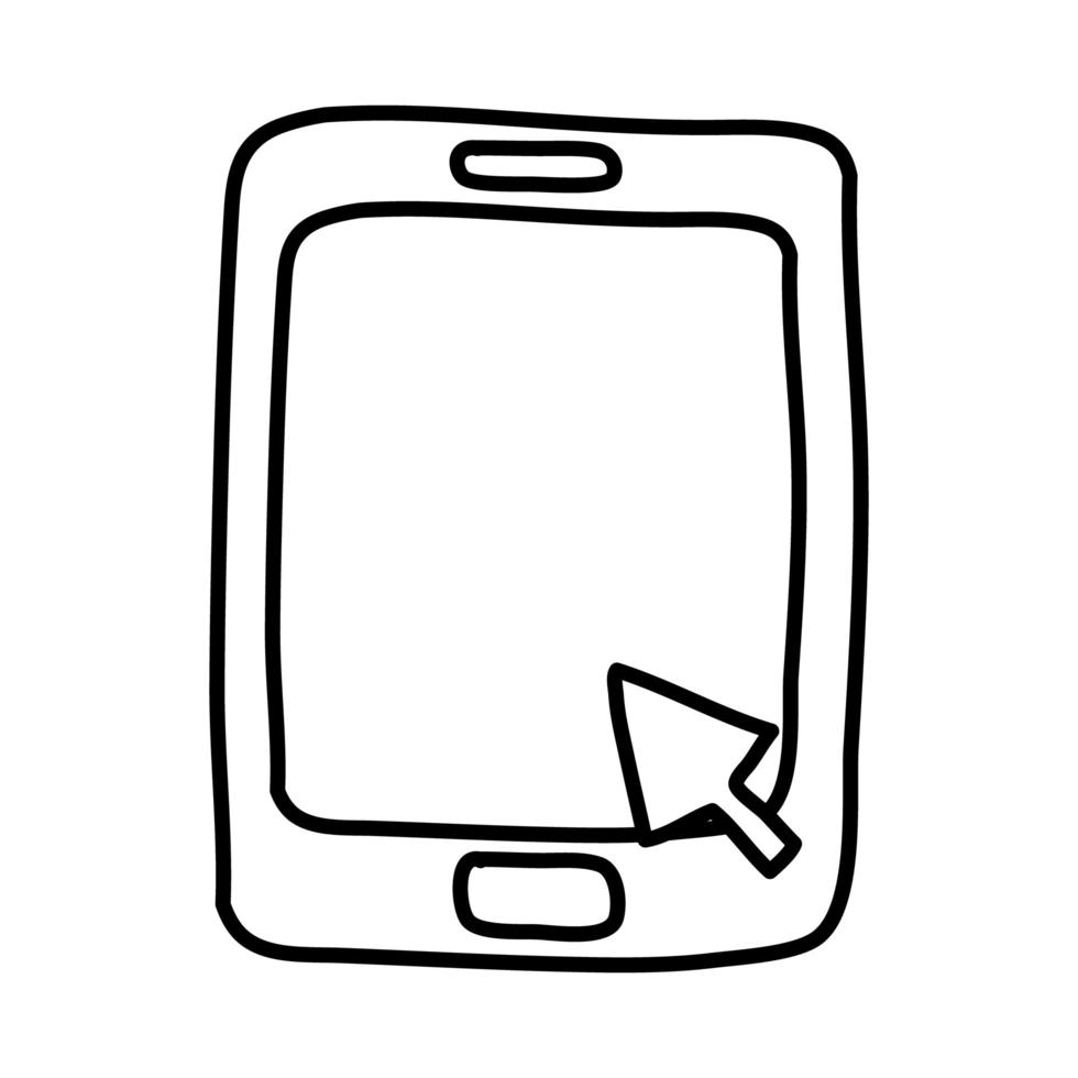 tablet with arrow mouse line style icon vector