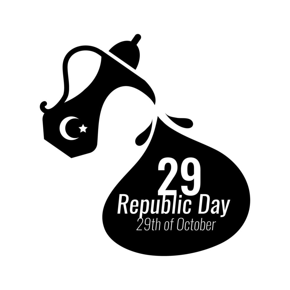 cumhuriyet bayrami celebration day with 29 number in teapot silhouette style vector