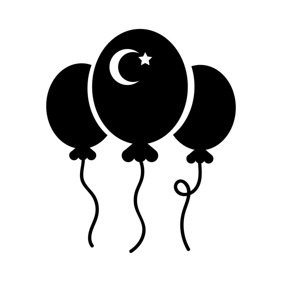 cumhuriyet bayrami moon and star symbol in balloons helium silhouette style vector