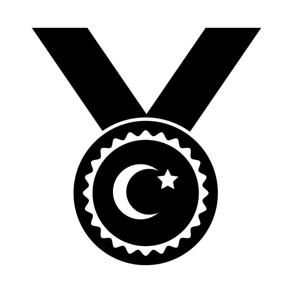 cumhuriyet bayrami moon and star symbol in medal award silhouette style vector