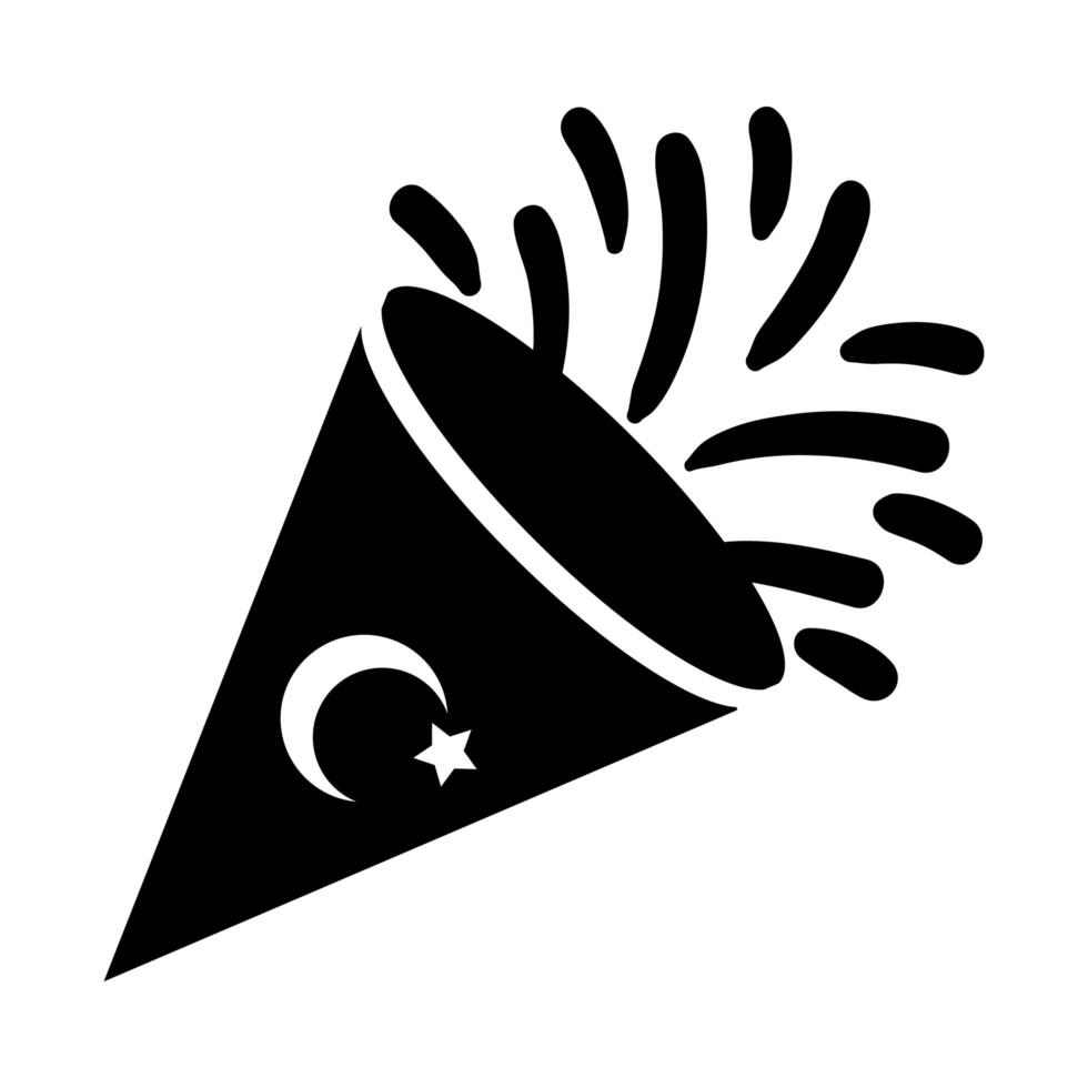 cumhuriyet bayrami moon and star symbol in cornet silhouette style vector