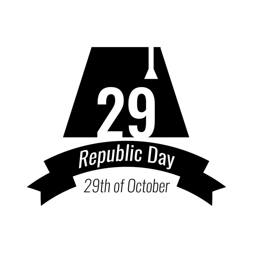 cumhuriyet bayrami celebration day with 29 number in hat silhouette style vector