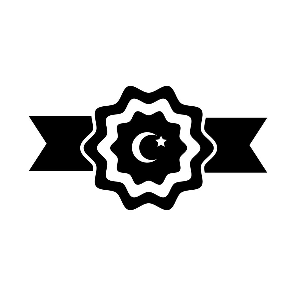 cumhuriyet bayrami moon and star symbol in ribbon frame silhouette style vector