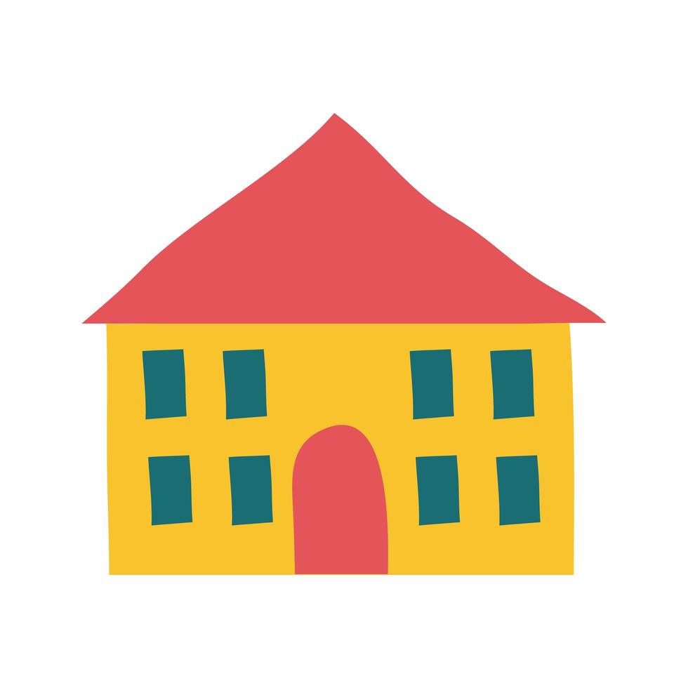 school building flat style icon vector