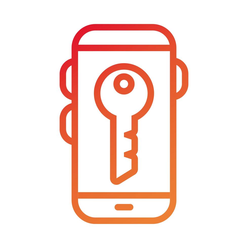 smartphone device with key gradient style icon vector