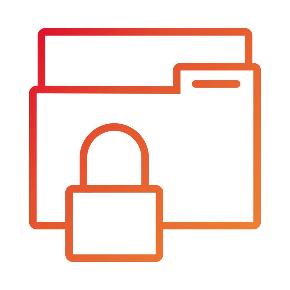 safe padlock with folder data security gradient style vector