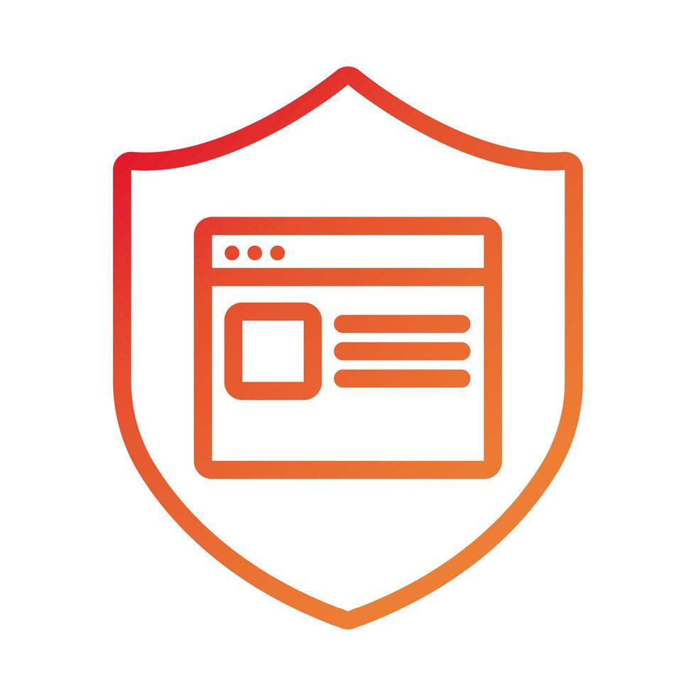 webpage template in shield gradient style icon vector