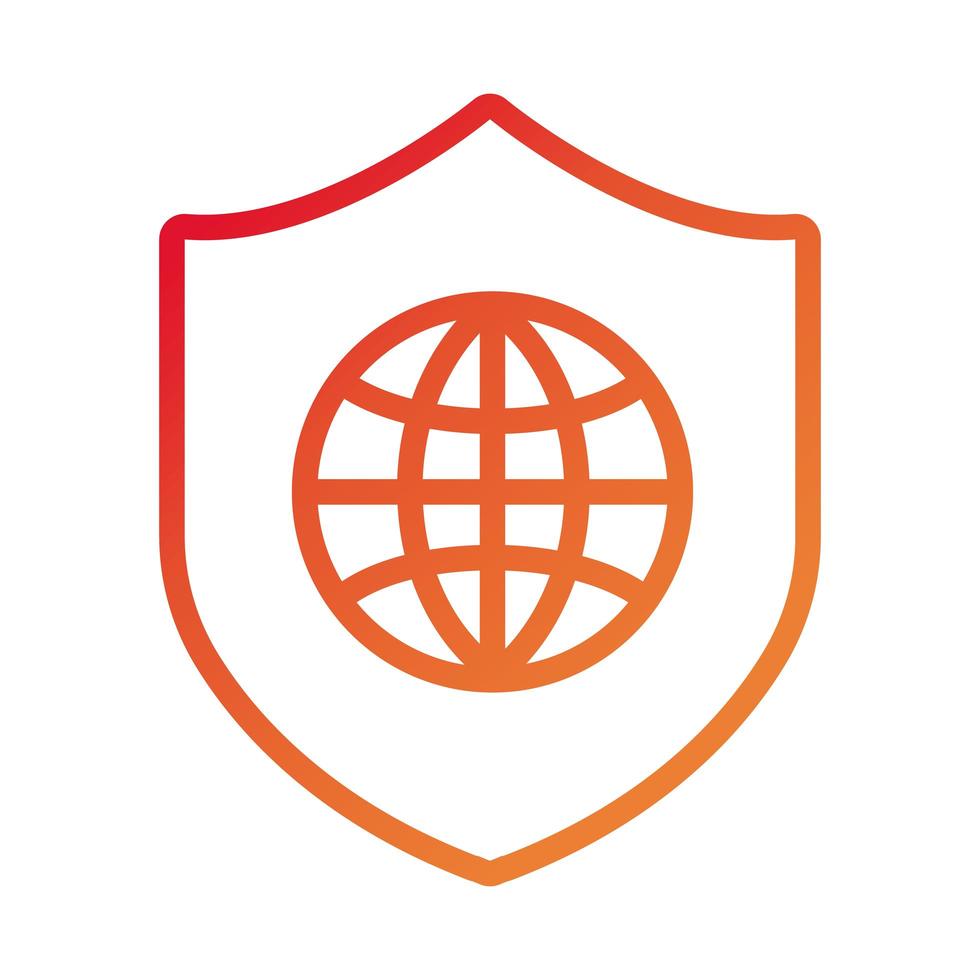 shield secure with sphere browser gradient style icon vector