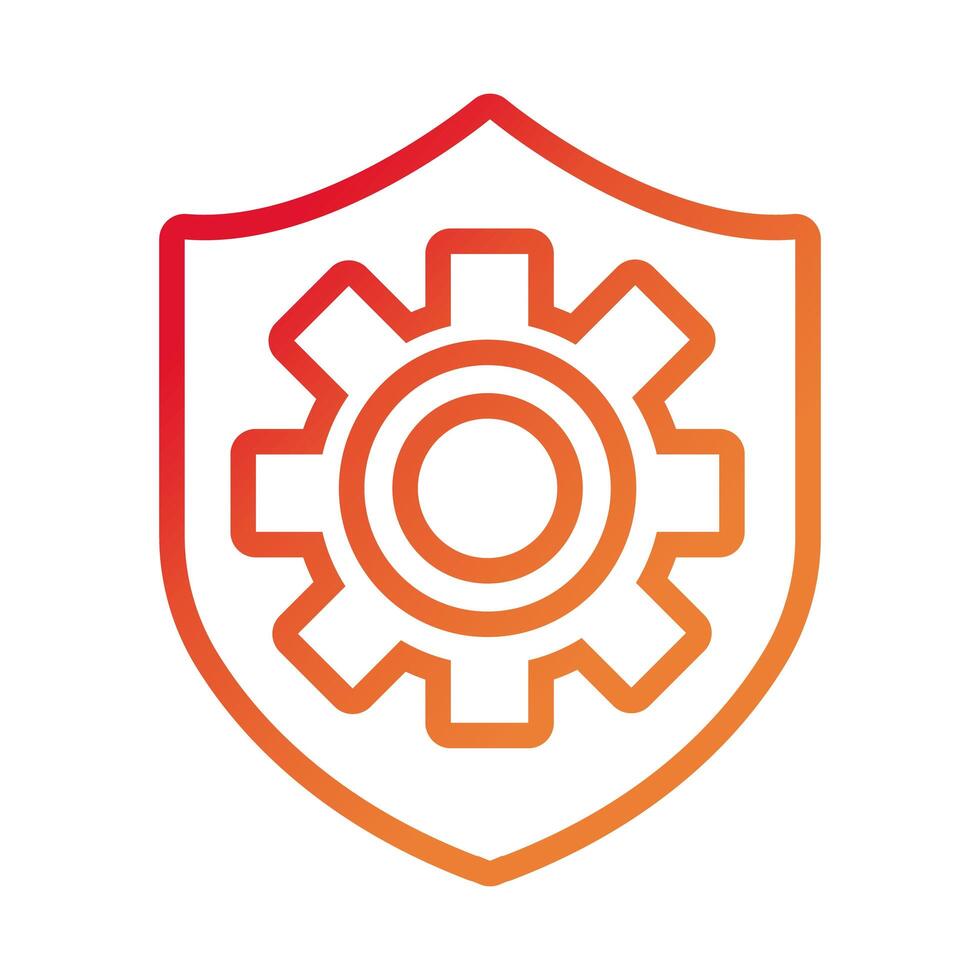 shield secure with gear gradient style icon vector