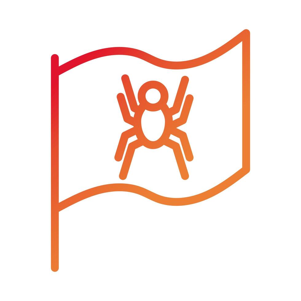 flag with spider security gradient style icon vector