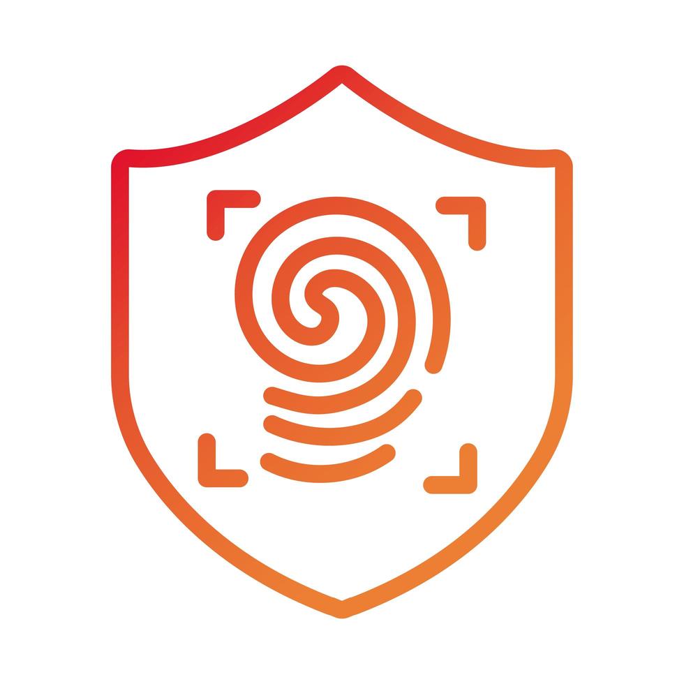 shield secure with fingerprint gradient style icon vector