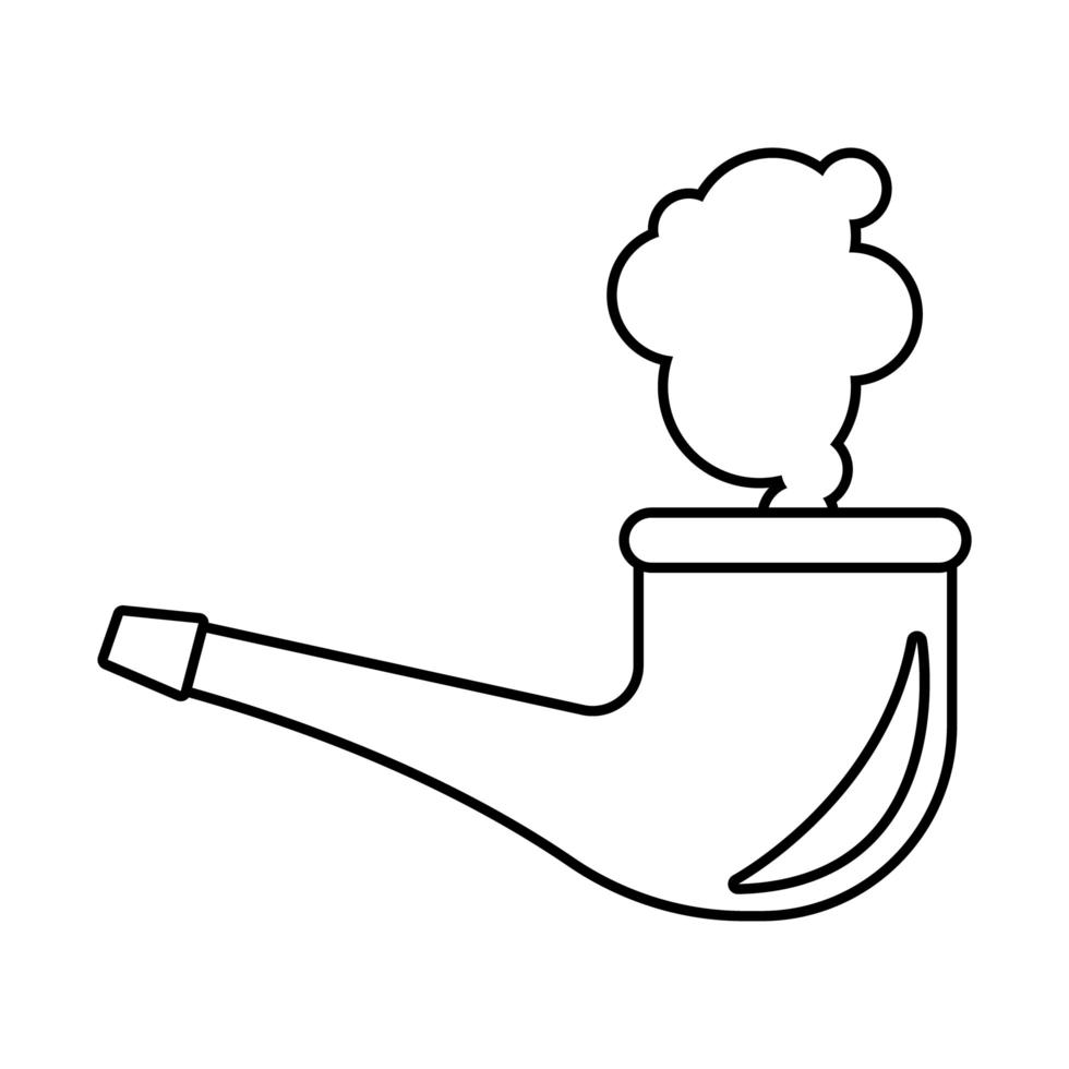 wooden smoke pipe line style icon vector