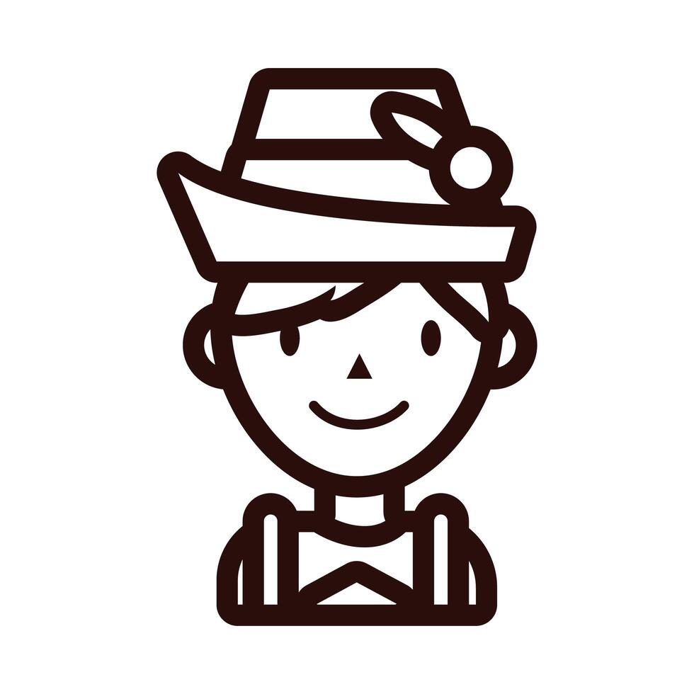 man in traditional oktoberfest costume line style vector