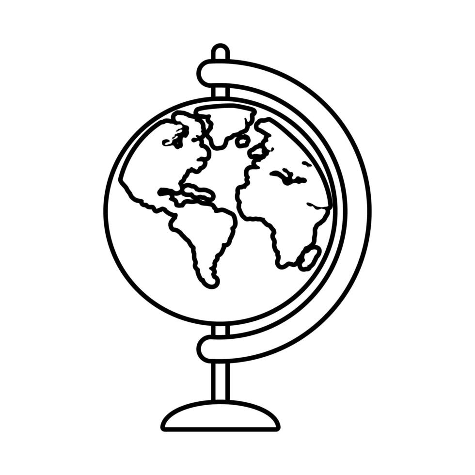 retro world map line style icon vector