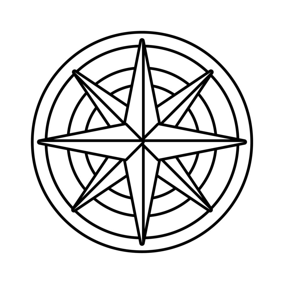 retro compass guide gray line style icon vector