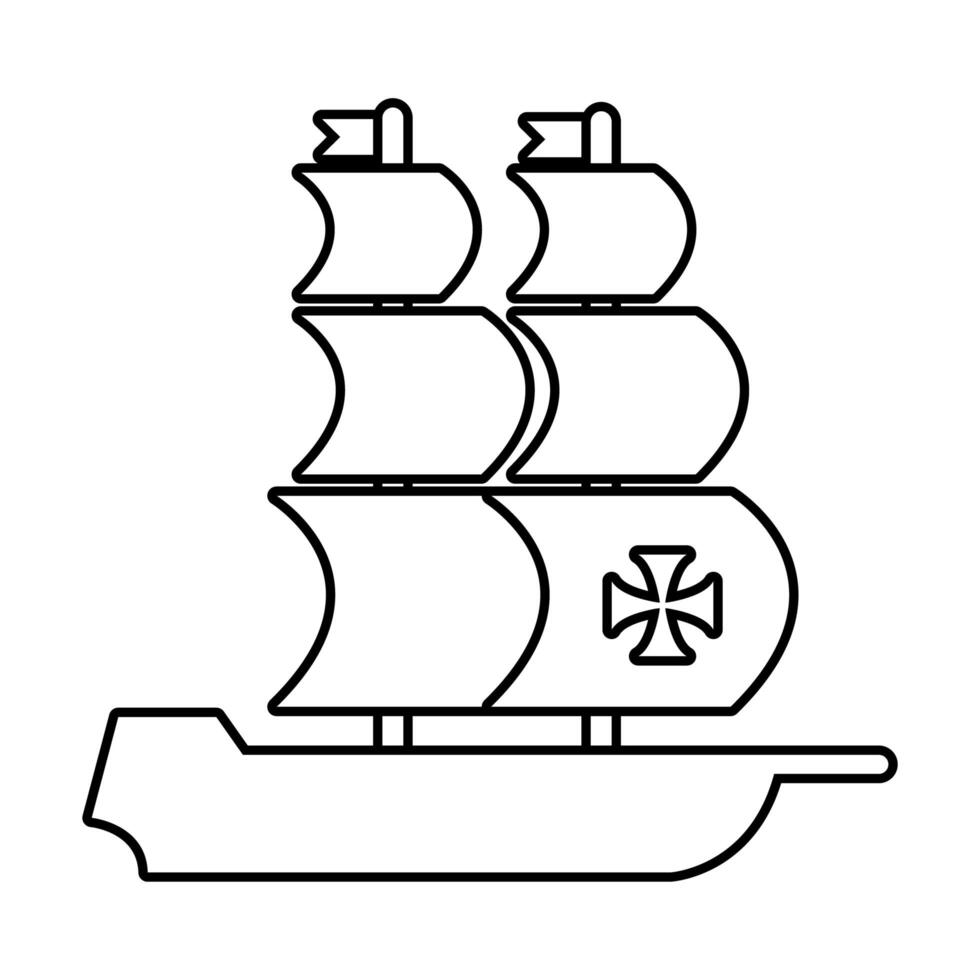 caravel ship columbus day line style icon vector