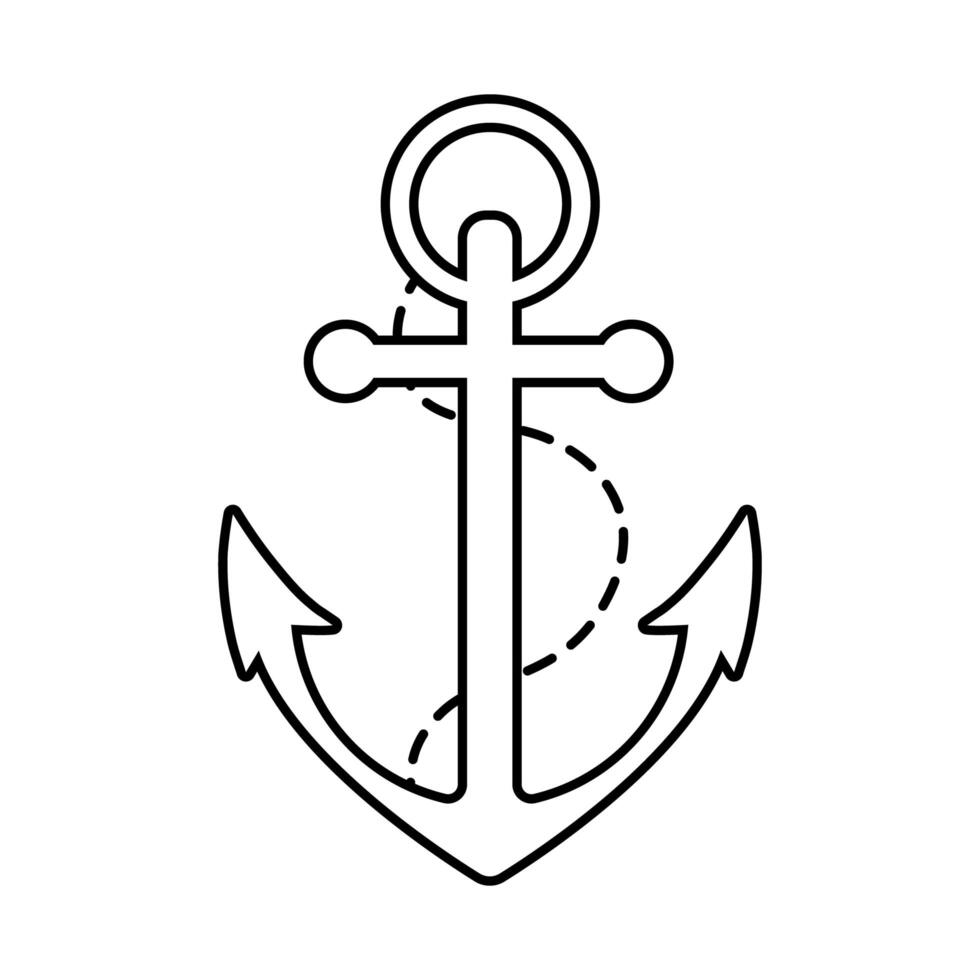 marine anchor with rope line style vector
