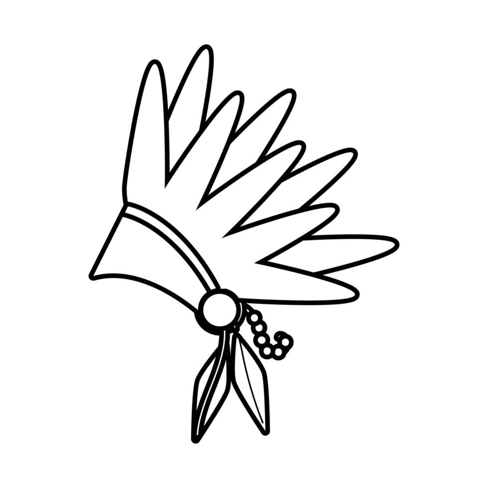 apache feather hat line style icon vector