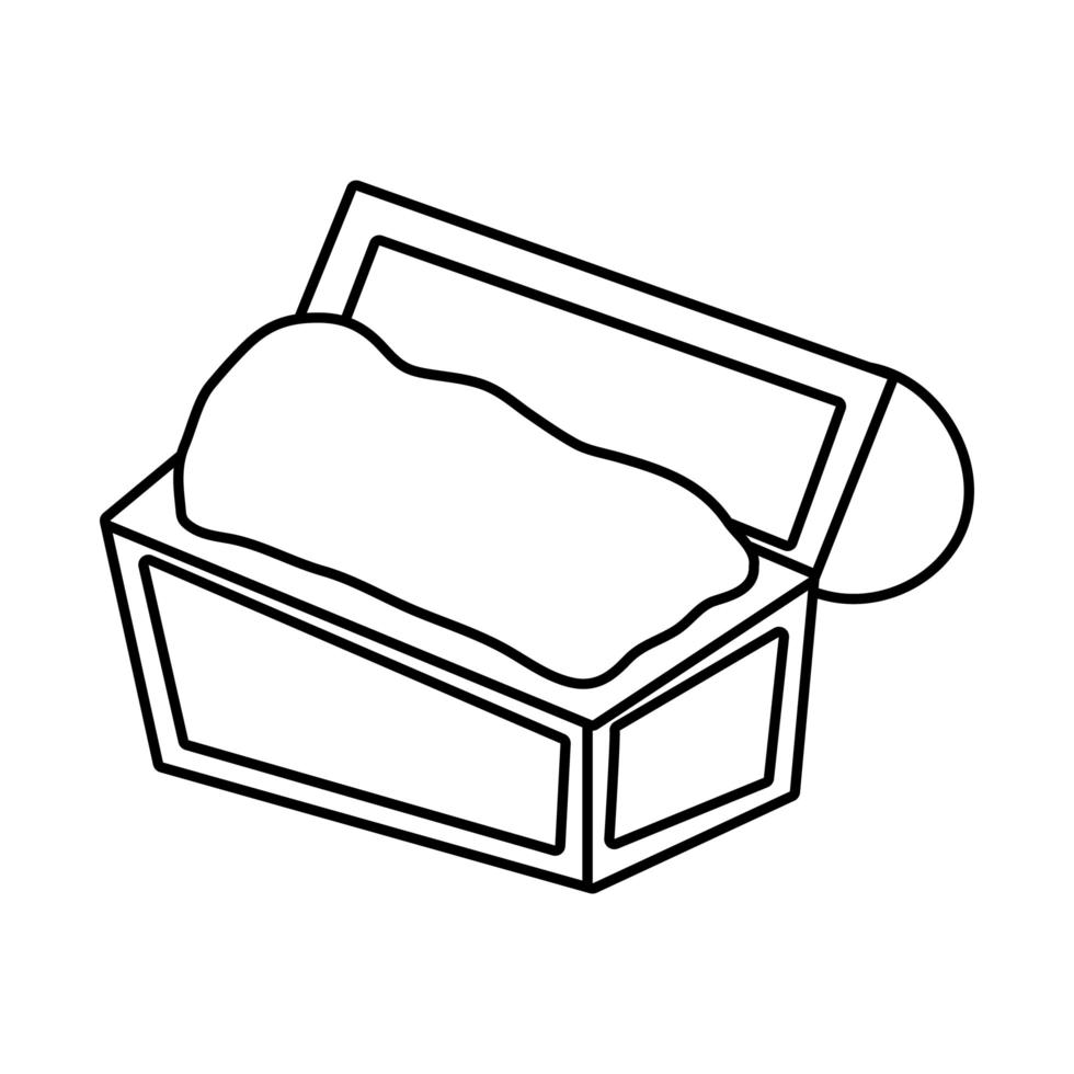 treasure chest with gold line style icon vector