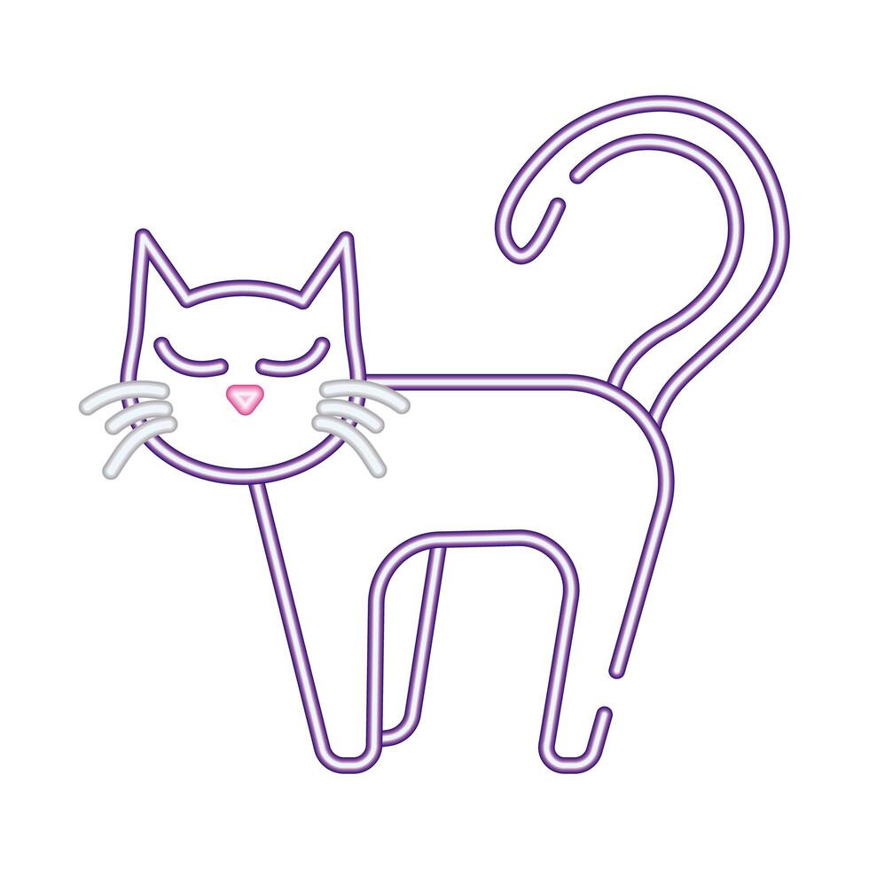 halloween cat black neon style icon vector