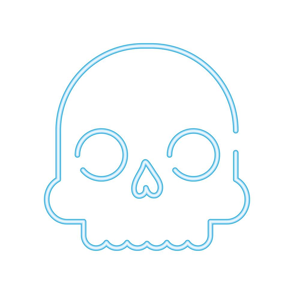 halloween head skull neon style icon vector