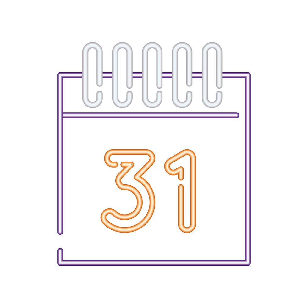 halloween calendar with 31 number neon style vector