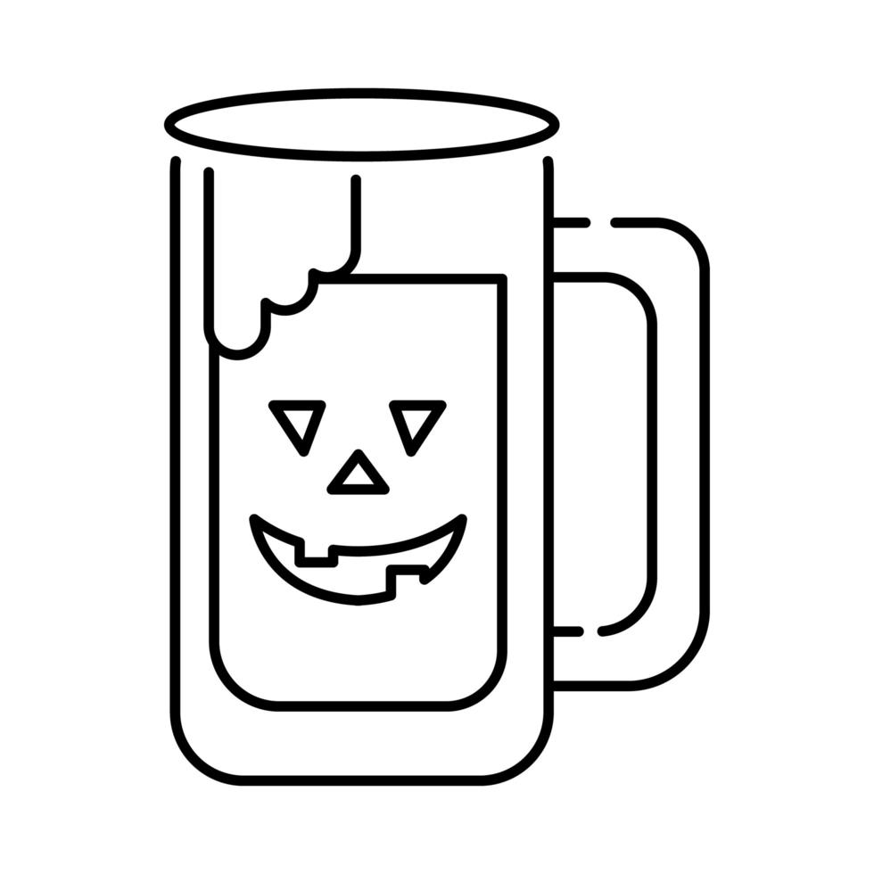 jarra de cerveza con estilo de línea de cara de halloween vector
