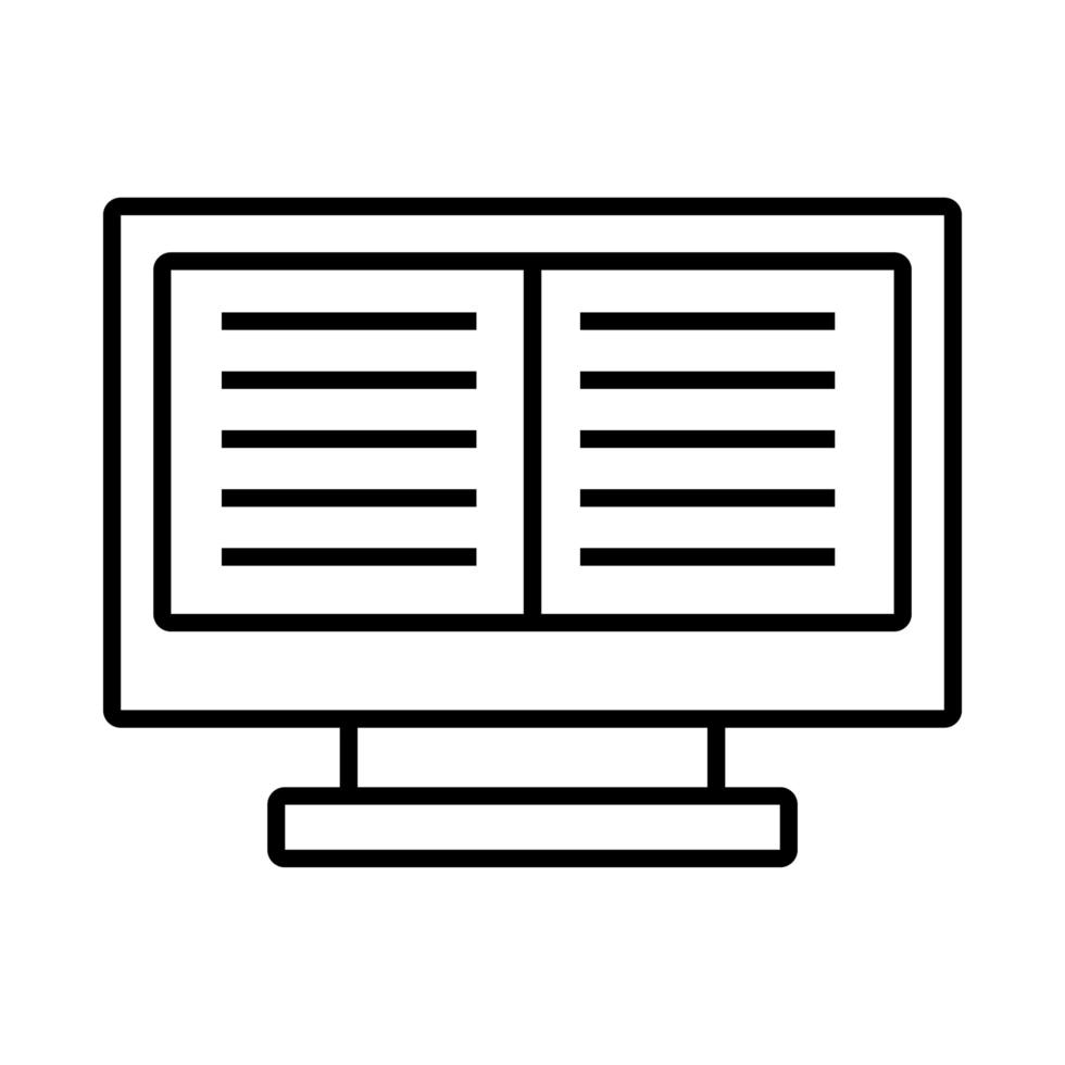 ebook technology in desktop line style icon vector