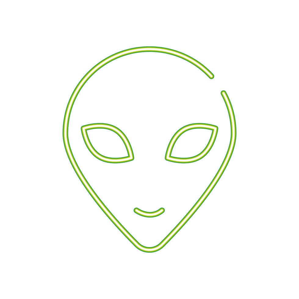 icono de estilo de neón de cabeza de cara alienígena vector