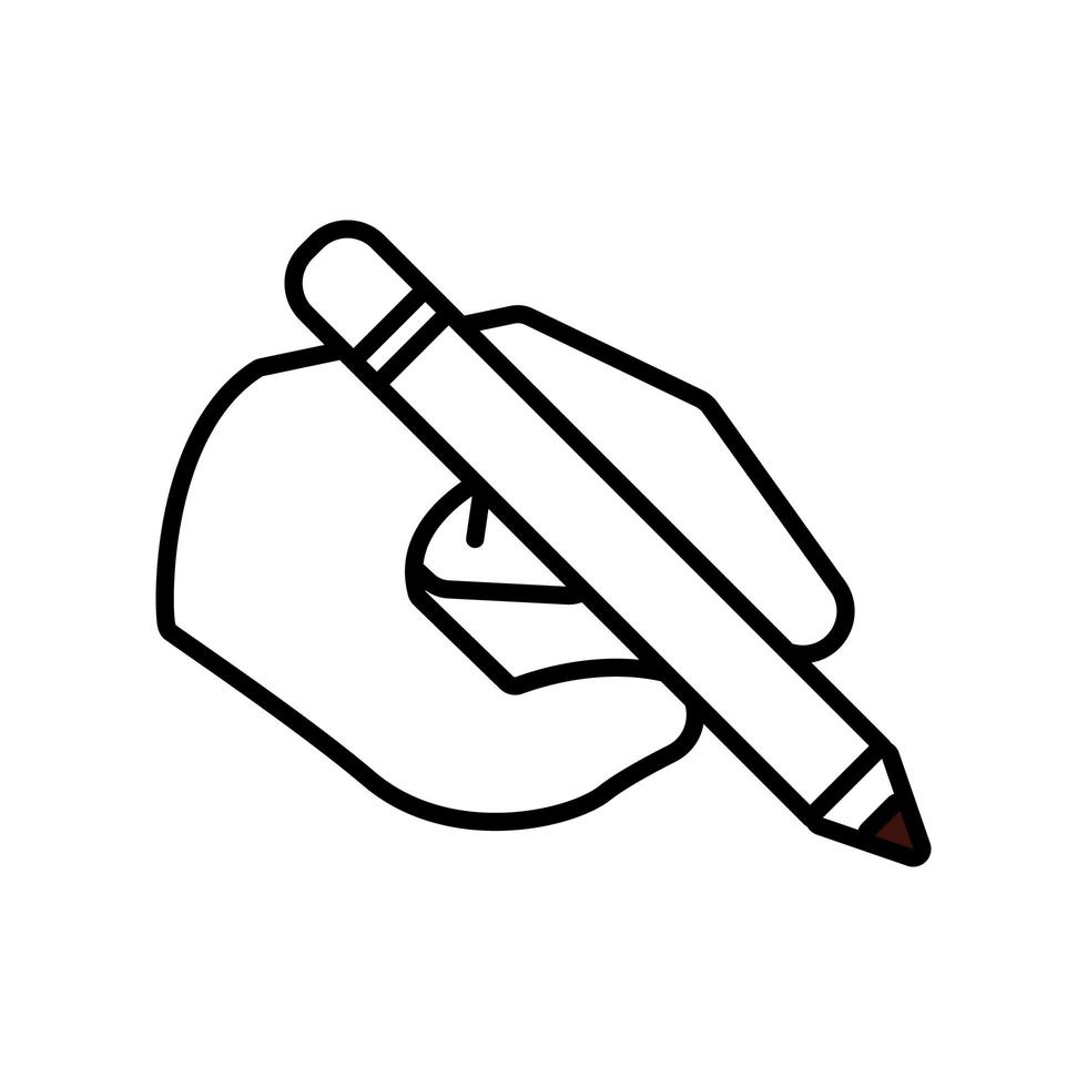 hand with pencil writing line style icon vector