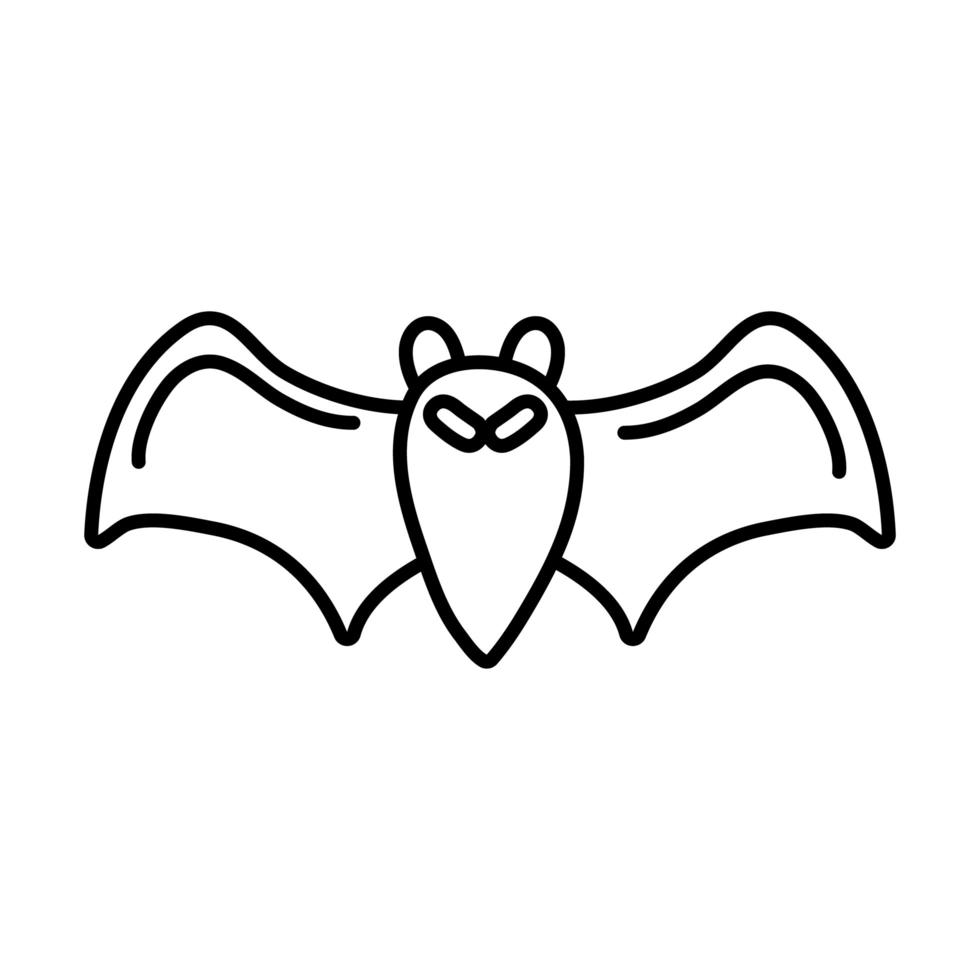 icono de estilo de línea de vuelo de murciélago de halloween vector