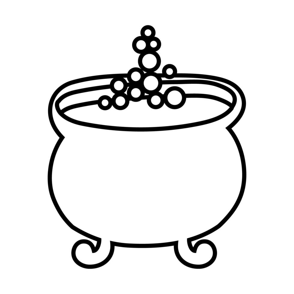 witch cauldron pot line style icon vector