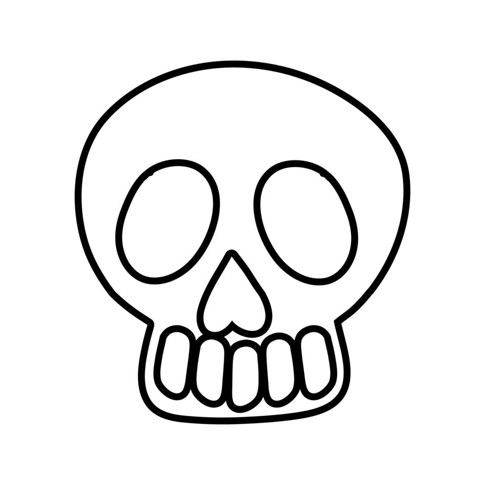 icono de estilo de línea de cráneo de cabeza de halloween vector