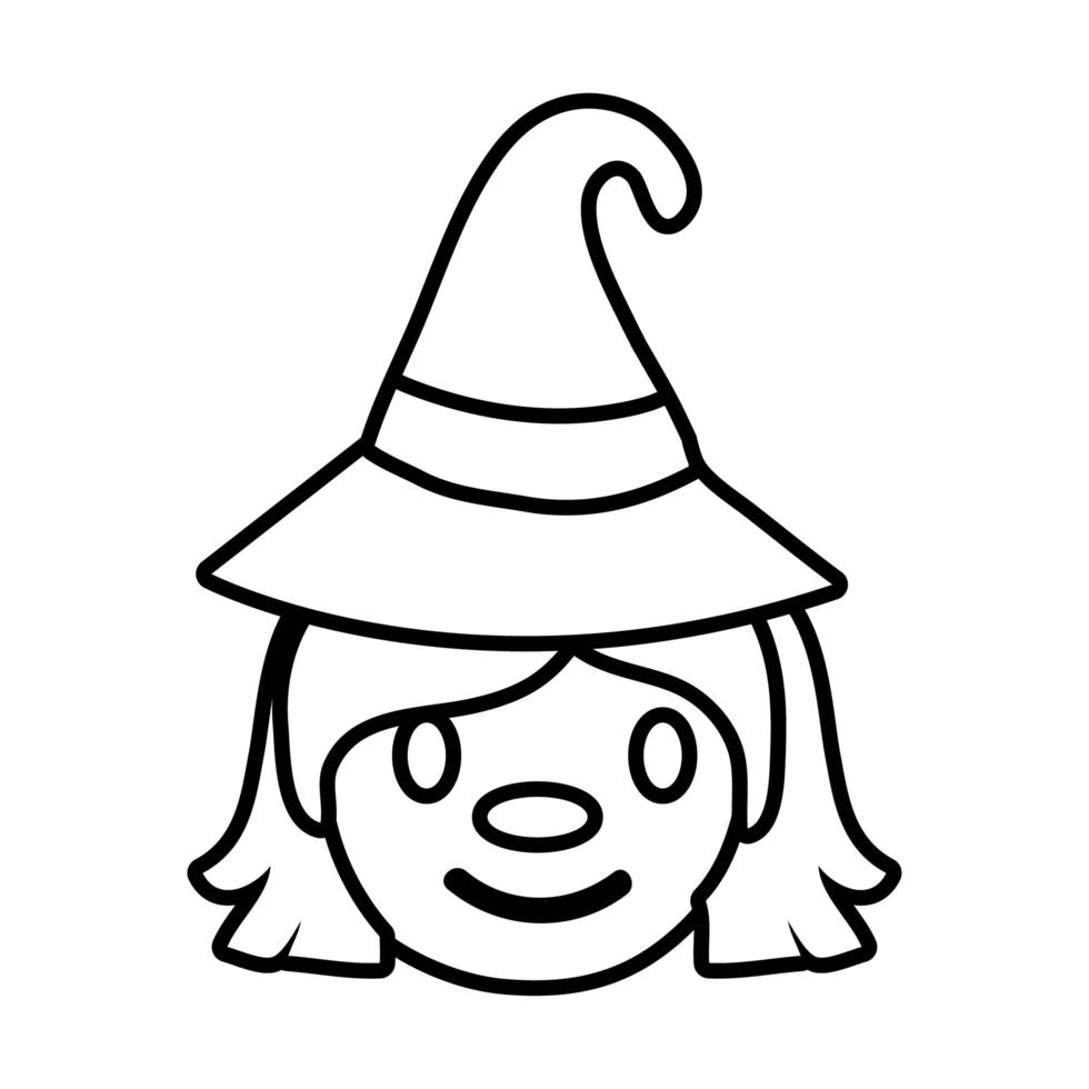 halloween witch with hat line style vector