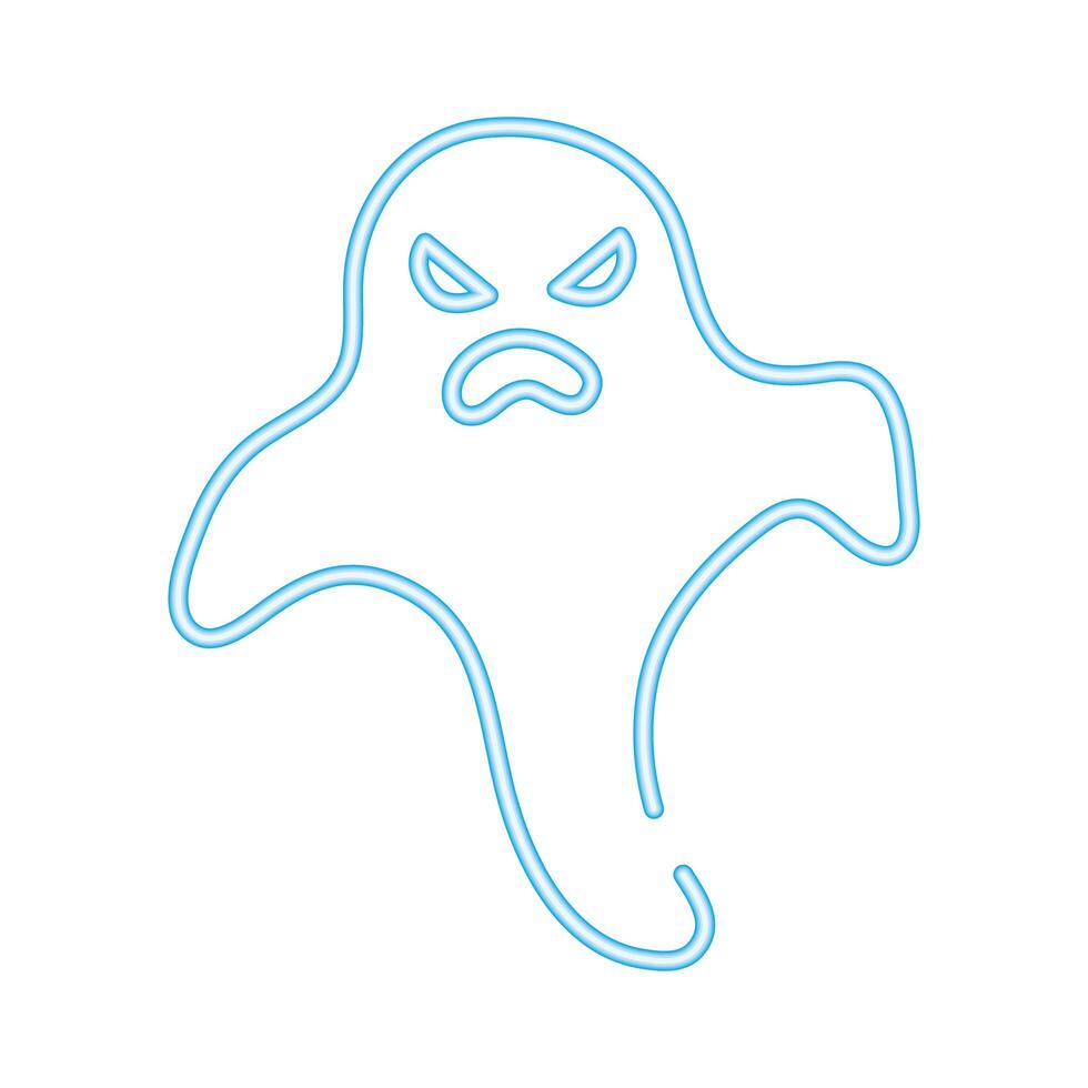 halloween ghost floating neon style icon vector
