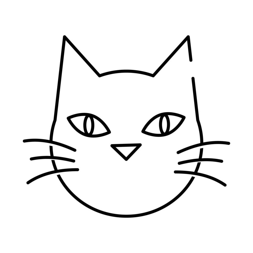 halloween cat black head line style icon vector