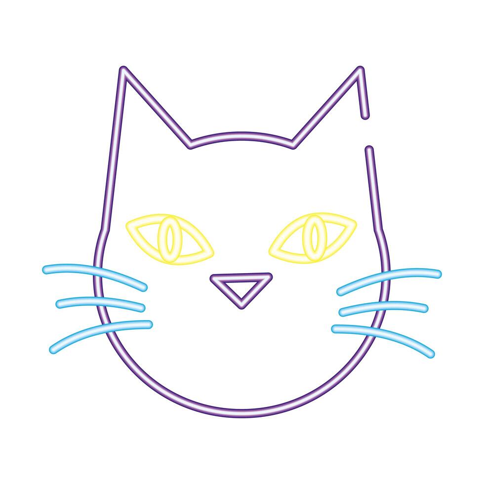 halloween cat black head neon style icon vector