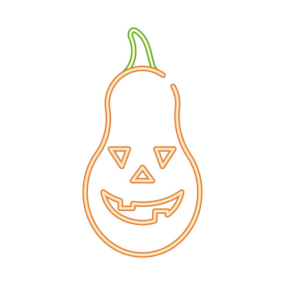 halloween pumpkin face style neon icon vector