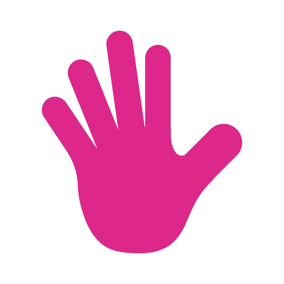 mano humana parada rosa silueta estilo icono vector