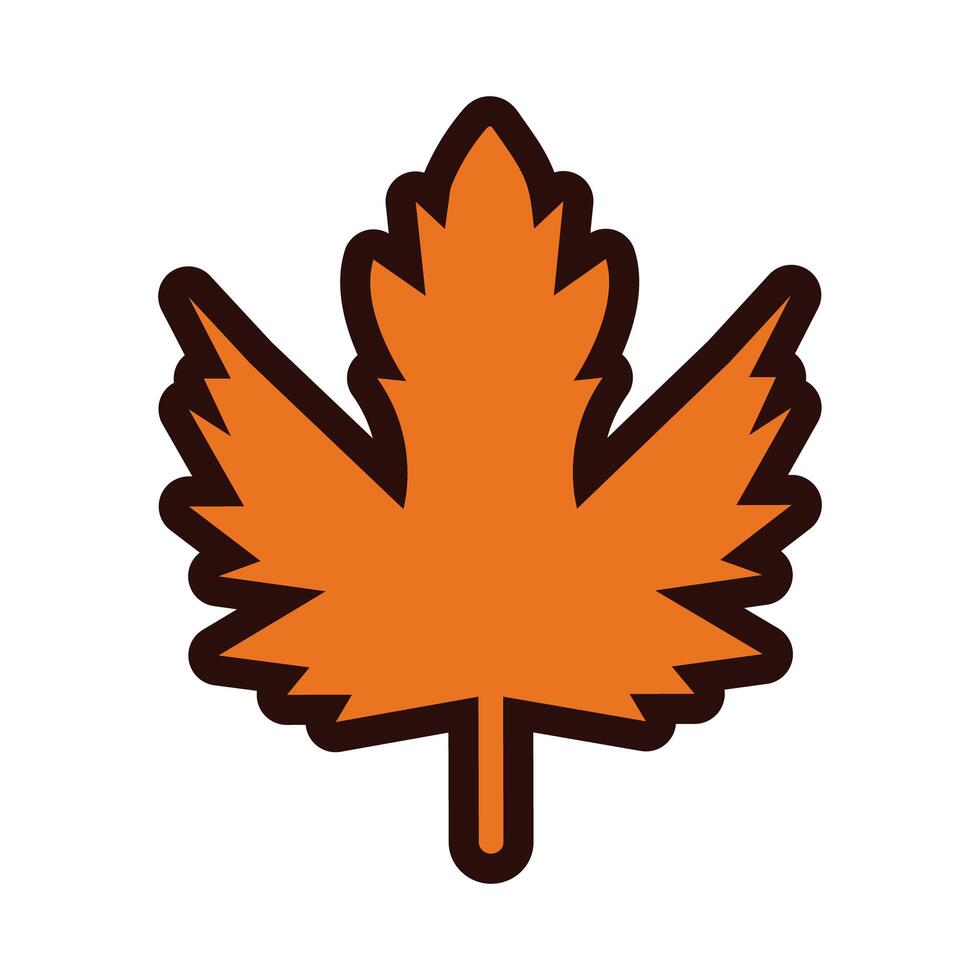 autumn leaf line and fill style vector